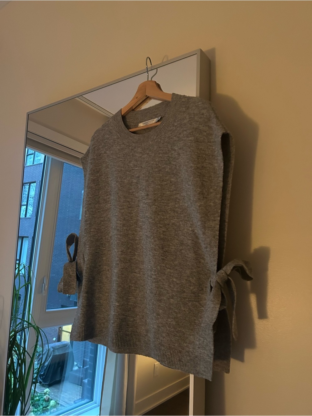 Simons Gray Sleeveless Knit Sweater with Side Ties